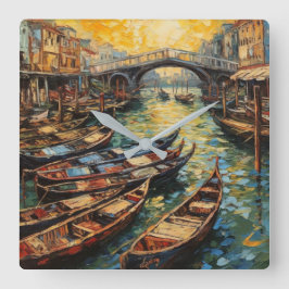 Venetië, Italië, in Van Gogh stijl Vierkante Klok
