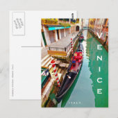 Venetië, Italië (IT) - Station Colorful Gondola Briefkaart (Voorkant / Achterkant)