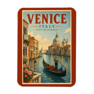 Venetië Italië Kanälen Illustratie Reis Kunst Retr Magneet