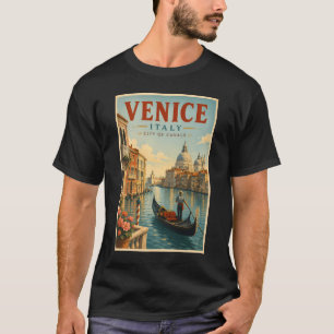 Venetië Italië Kanälen Illustratie Reis Kunst Retr T-shirt