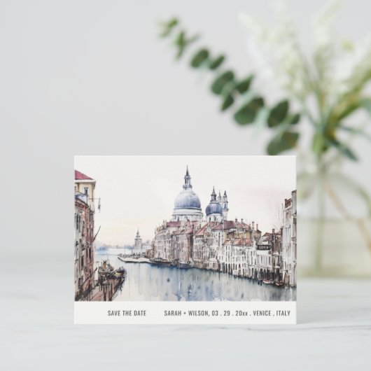 Venetië Italië kanaliseert Waterverf behalve datum Briefkaart (Staand voorkant)