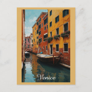 Venetië Italië Kleurrijke Canal Boat Travel Briefkaart