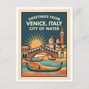Venetië Italië Kleurrijke Retro Kunst Briefkaart