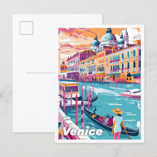 Venetië Italië Kunst Vintage Illustratie Reizen Briefkaart