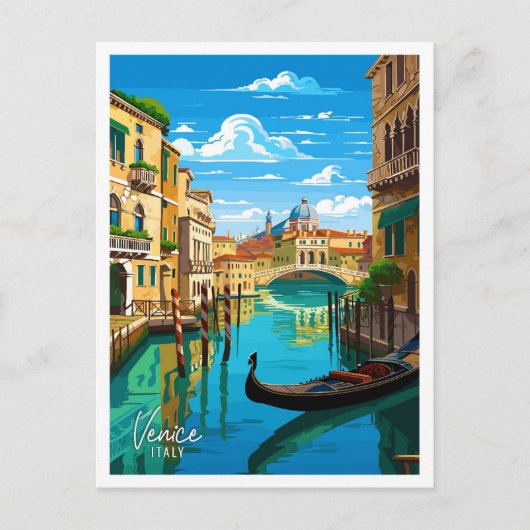 Venetië Italië Kunst vintage reisillustratie Briefkaart (Voorkant)