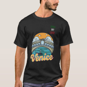 Venetië Italië Mijn liefde Groen Rood Italië Vlag T-shirt