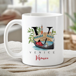 Venetië Italië Monogram Letter V Persoonlijk Cadea Koffiemok