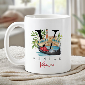 Venetië Italië Monogram Letter V Persoonlijk Cadea Koffiemok