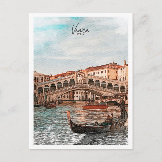 Venetië Italië Mooie kleur schets landschap Briefkaart (Voorkant)