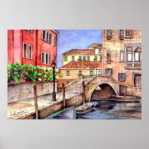 Venetië Italië Pen en Wash Waterverf