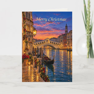 Venetië Italië Prettig Kerstfeest Feestdagen Kaart