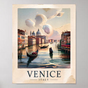Venetië Italië Reis Vintage Waterverf Groot Kanaal Poster