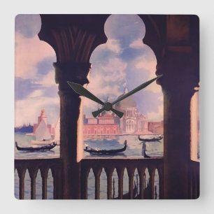 Venetië Italië Reisplein Wallklok Vierkante Klok