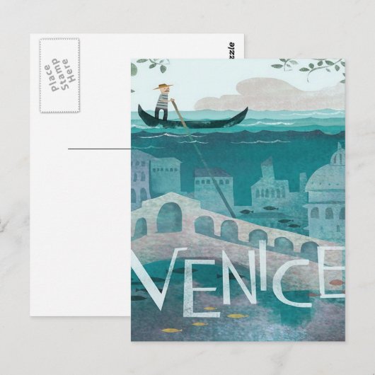 Venetië Italië Reisvacature Gondola Briefkaart (Voorkant / Achterkant)