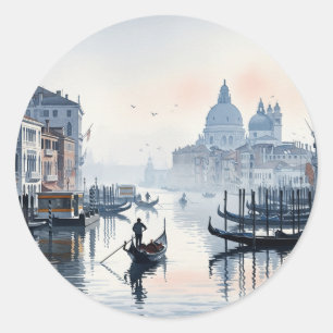 Venetië Italië Reizen Souvenir Waterverf Ronde Sticker
