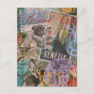 Venetië Italië Reizen Vintage  Kleurrijke Kunst Briefkaart