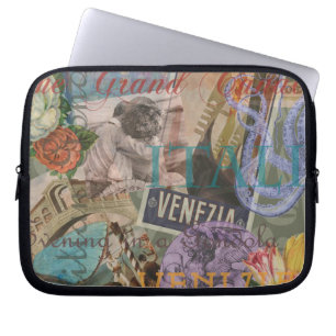 Venetië Italië Reizen Vintage  Kleurrijke Kunst Laptop Sleeve
