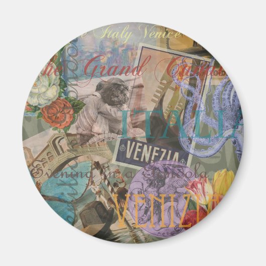Venetië Italië Reizen Vintage  Kleurrijke Kunst Magneet (Voorkant)