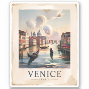 Venetië Italië Reizen Vintage Waterverf Groot Kana Sticker