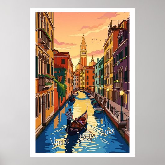 Venetië Italië Retro Reizen Poster (Voorkant)