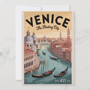 Venetië Italië Retro Silhouette Stadsgezicht Reis Feestdagenkaart