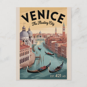 Venetië Italië Retro Silhouette Stadsgezicht Reize Briefkaart