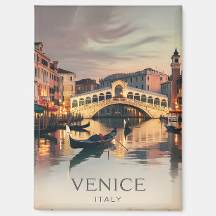 Venetië Italië Rialto Brug Vintage Schemering Land Magneet