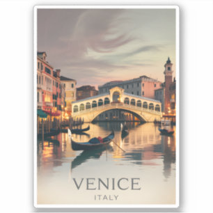 Venetië Italië Rialtobrug Oude Stijl Schemering La Sticker