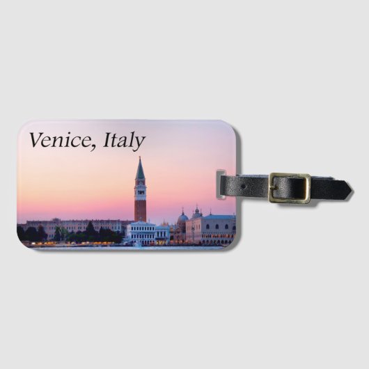 Venetië, Italië Roze Zonsondergang Bagage Label (Voorkant (horizontaal))