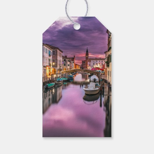 Venetië, Italië Schilderachtig kanaal en Venetiaan Cadeaulabel (Achterkant)