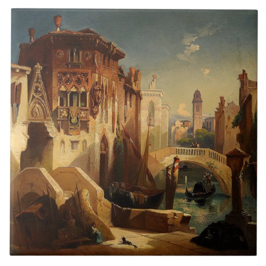 Venetië Italië Toonkanaal Boat Gondola Ceramic Til Tegeltje (Voorkant)