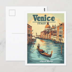 Venetië Italië Vintage Beroemde Reisplaats Briefkaart