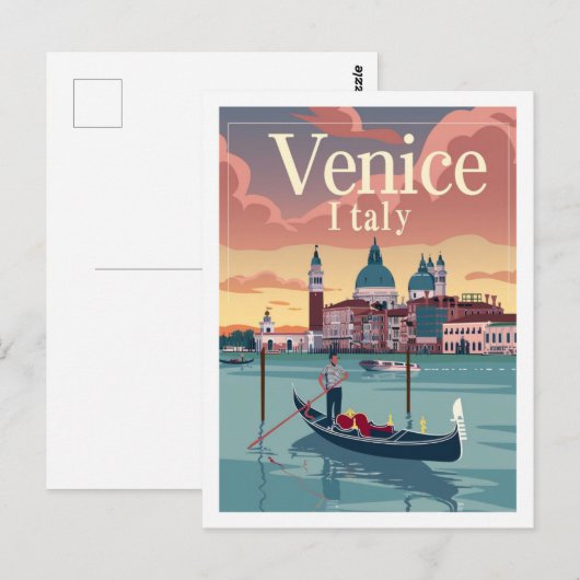 Venetië Italië Vintage Beroemde Reisplaats Briefkaart (Voorkant / Achterkant)