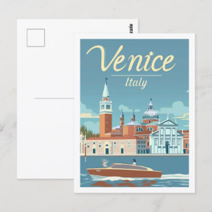 Venetië Italië Vintage Beroemde Reisplaats Briefkaart