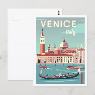 Venetië Italië Vintage Beroemde Reisplaats Briefkaart