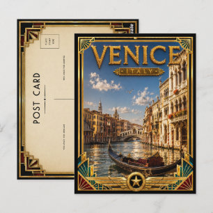 Venetië Italië Vintage Grote Kanaal Art Deco Goud Briefkaart