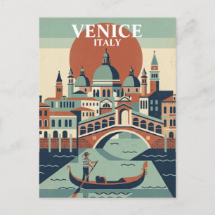 Venetië Italië Vintage Reis Gondel Kanaal Briefkaart