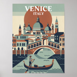 Venetië Italië Vintage Reis Gondel Kanaal Poster