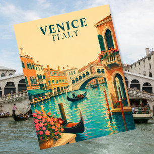 Venetië Italië Vintage Reis Grand Canal Gondel Briefkaart