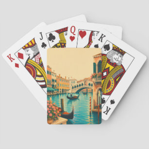 Venetië Italië Vintage Reizen Grand Canal Gondel Pokerkaarten