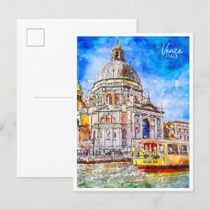 Venetië Italië vintage reizen waterverf Briefkaart