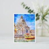 Venetië Italië vintage reizen waterverf Briefkaart (Staand voorkant)