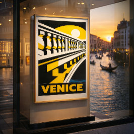 Venetië Italië Vintage Retro Geometrische Kunst Po Poster