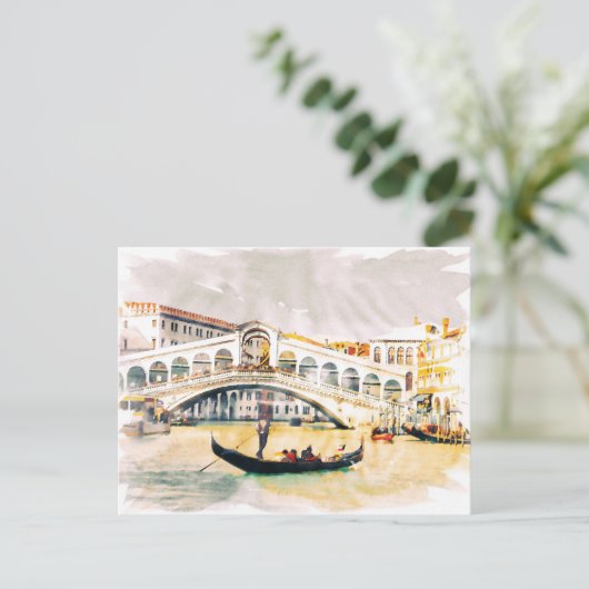 Venetië, Italië -  Waterverf Art Travel Feestdagenkaart (Staand voorkant)