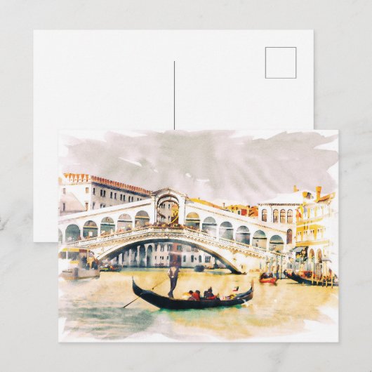 Venetië, Italië -  Waterverf Art Travel Feestdagenkaart (Voorkant / Achterkant)