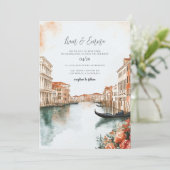 Venetië Italië Waterverf bruiloft Kaart (Staand voorkant)
