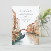 Venetië Italië Waterverf bruiloft Kaart (Staand voorkant)