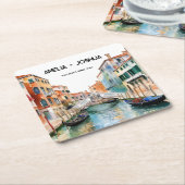 Venetië Italië Waterverf skyline bruiloft Kartonnen Onderzetters (Schuin)