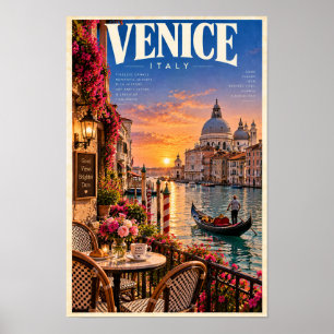 Venetië Italië Zonsondergang Gondola Reisposter Mu Poster