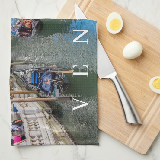 Venetië kanaal en brug uitzicht theedoek (Quarter Fold)